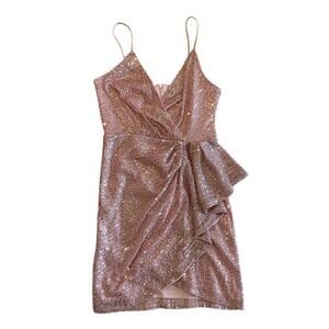 NWT Bella Barnett Sequin Tulip Hem Sleeveless Mini Dress Size Small